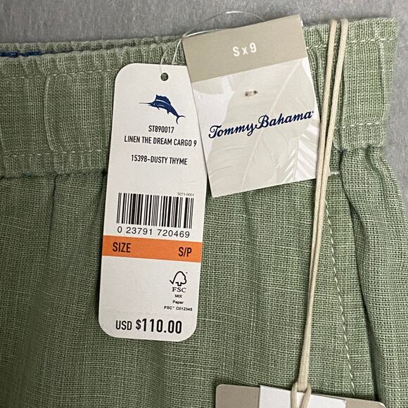 Tommy Bahama Men's Small x9 "Linen the Dream" Cargo Short Linen Blend Green NEW - Picture 10 of 10